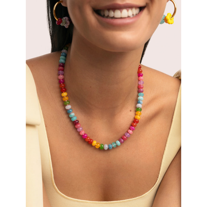 Collar Bloom Stones Acero Baño Oro