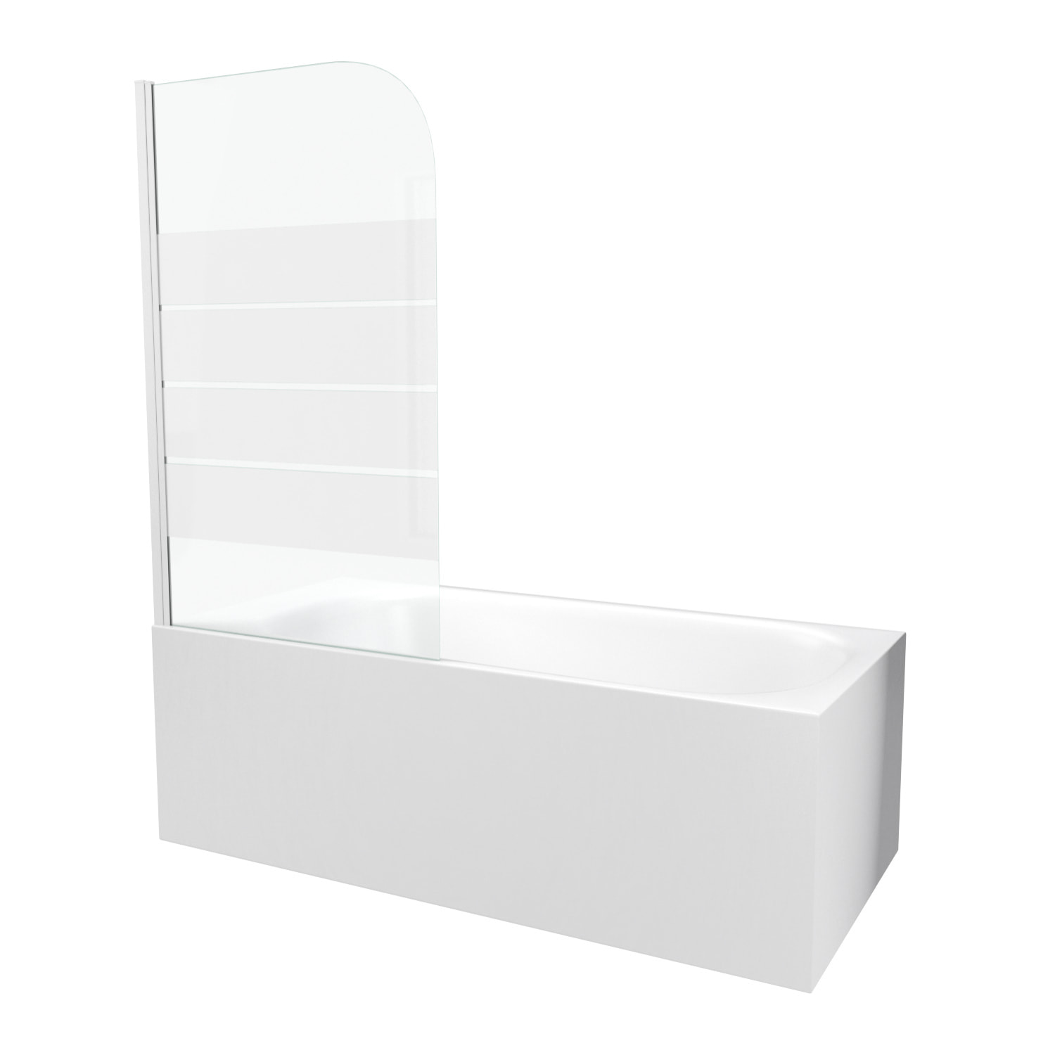 PARE BAIGNOIRE PIVOTANT 130x75cm VERRE SERIGRAPHIE ET PROFILE ALUMINIUM BLANC