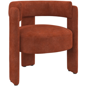 Fauteuil tripode Georges tissu chenille terracotta