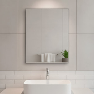 Specchio Rettangolare Filolucido Con Vetro Da 5 mm Bordi a 90&deg; Installazione Verticale e Orizzontale Reversibile Con Pellicola Antiesplosione e Ganci Inclusi Design Moderno Per Bagno E Casa 60 X 75 Cm