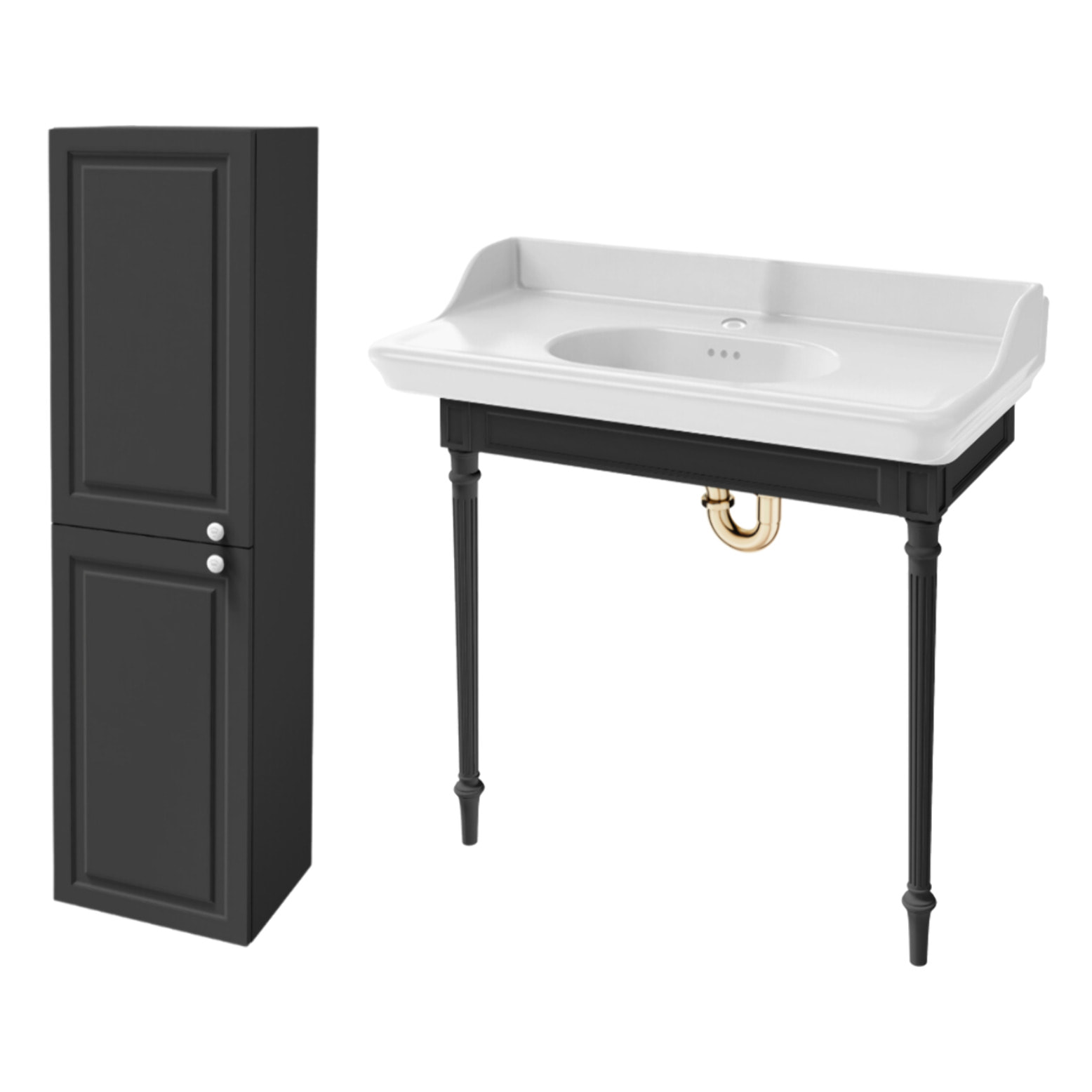 Console Cléo 1889 avec plan vasque + colonne gauche + siphon or