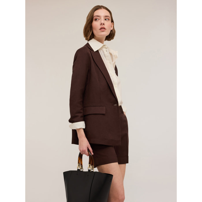 Motivi - Blazer de un botón con trabilla - Marrón