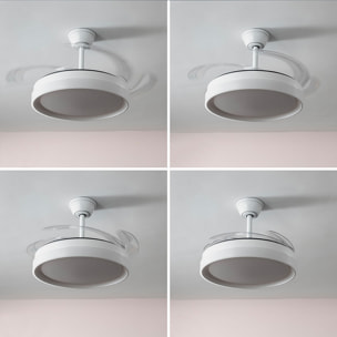 Ventilatore da Soffitto con Luce LED e 4 Pale Retrattili Silteez InnovaGoods Argentato 80 W Ø49-104 cm