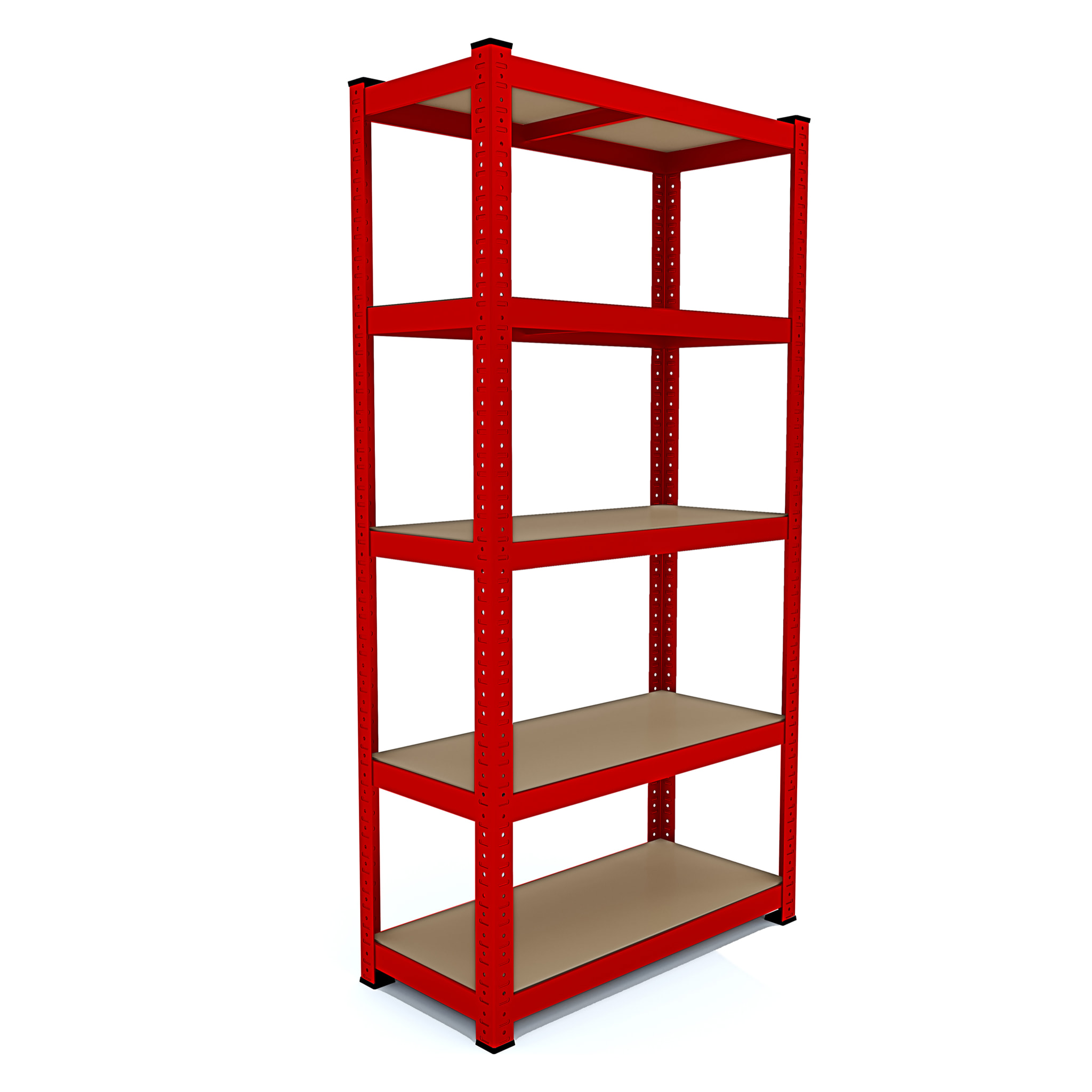 Set di 2 Scaffali In Metallo e MDF - Alta Portata Fino a 875 kg - 5 Ripiani Per Garage Officina Cantina Magazzino - Modulare - Rosso - 180x90x40 cm