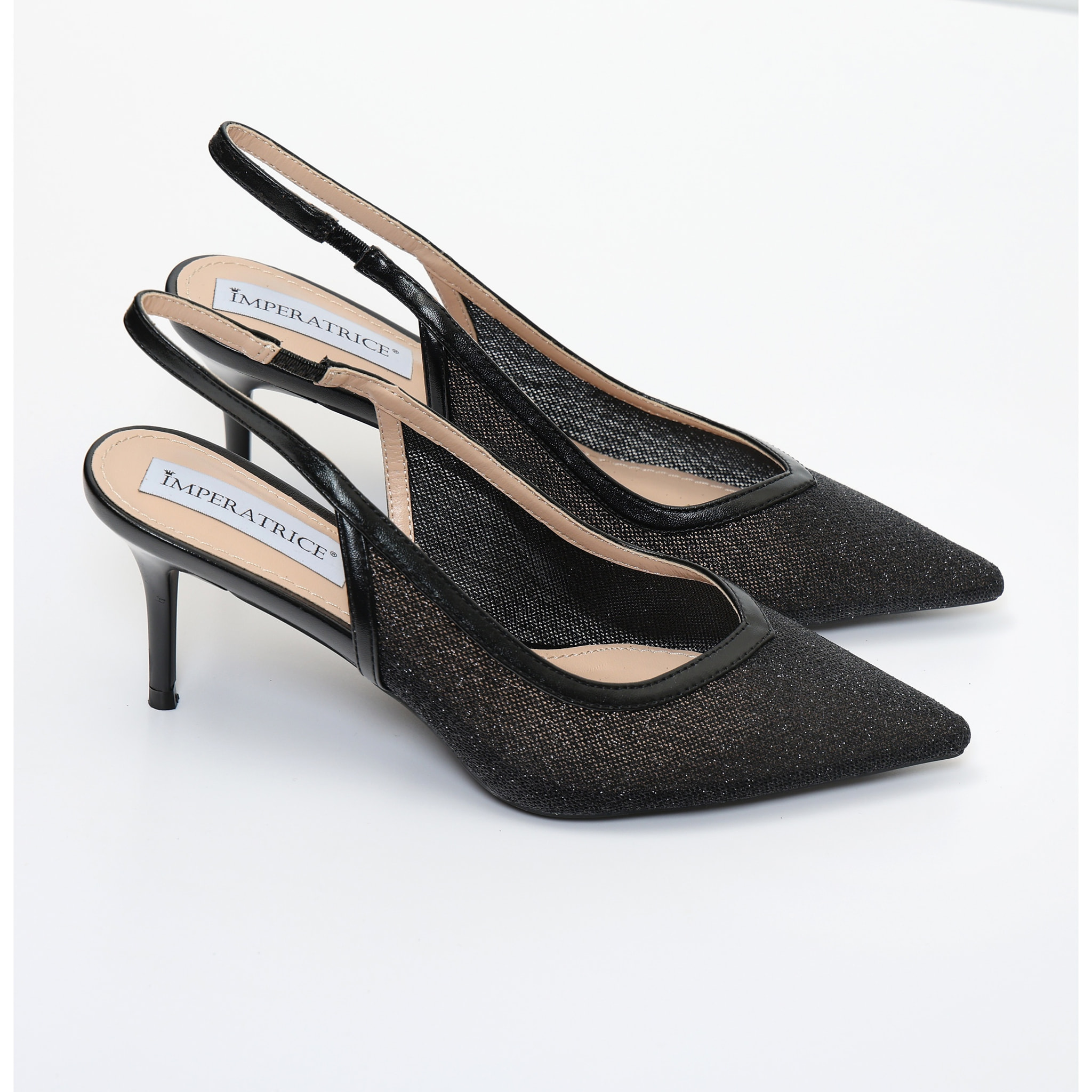 Dècolletè in simil pelle brillantinati