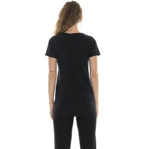 T-shirt da donna a manica corta con logo grande "Silver"