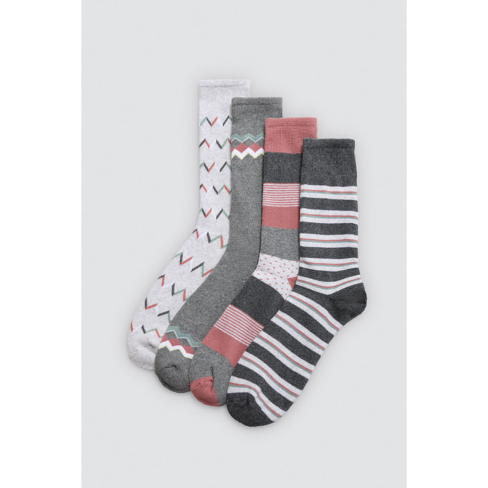 Confezione da 4 calzini termici stampati