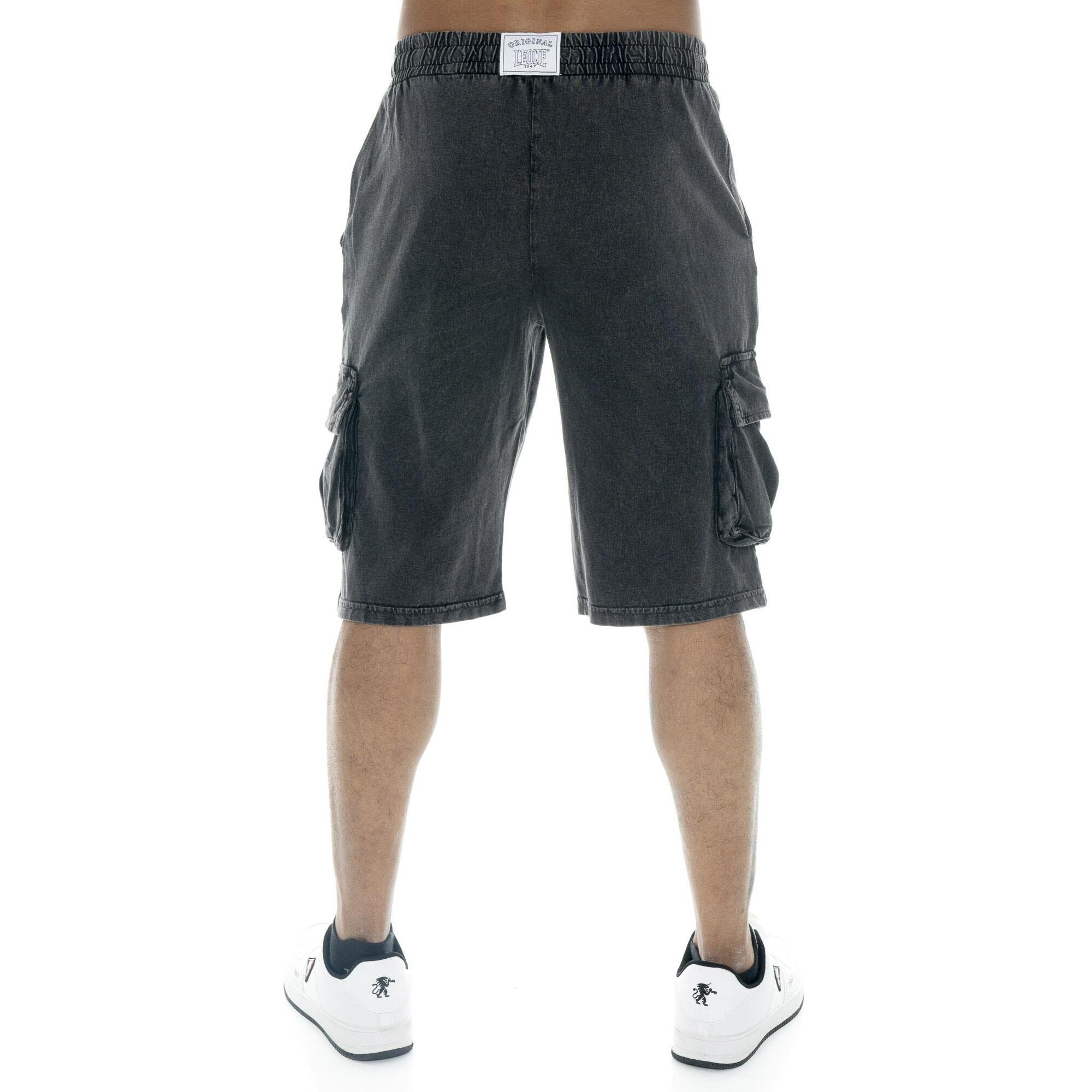 Bermuda cargo da uomo in tessuto lavato Leone Old Wash