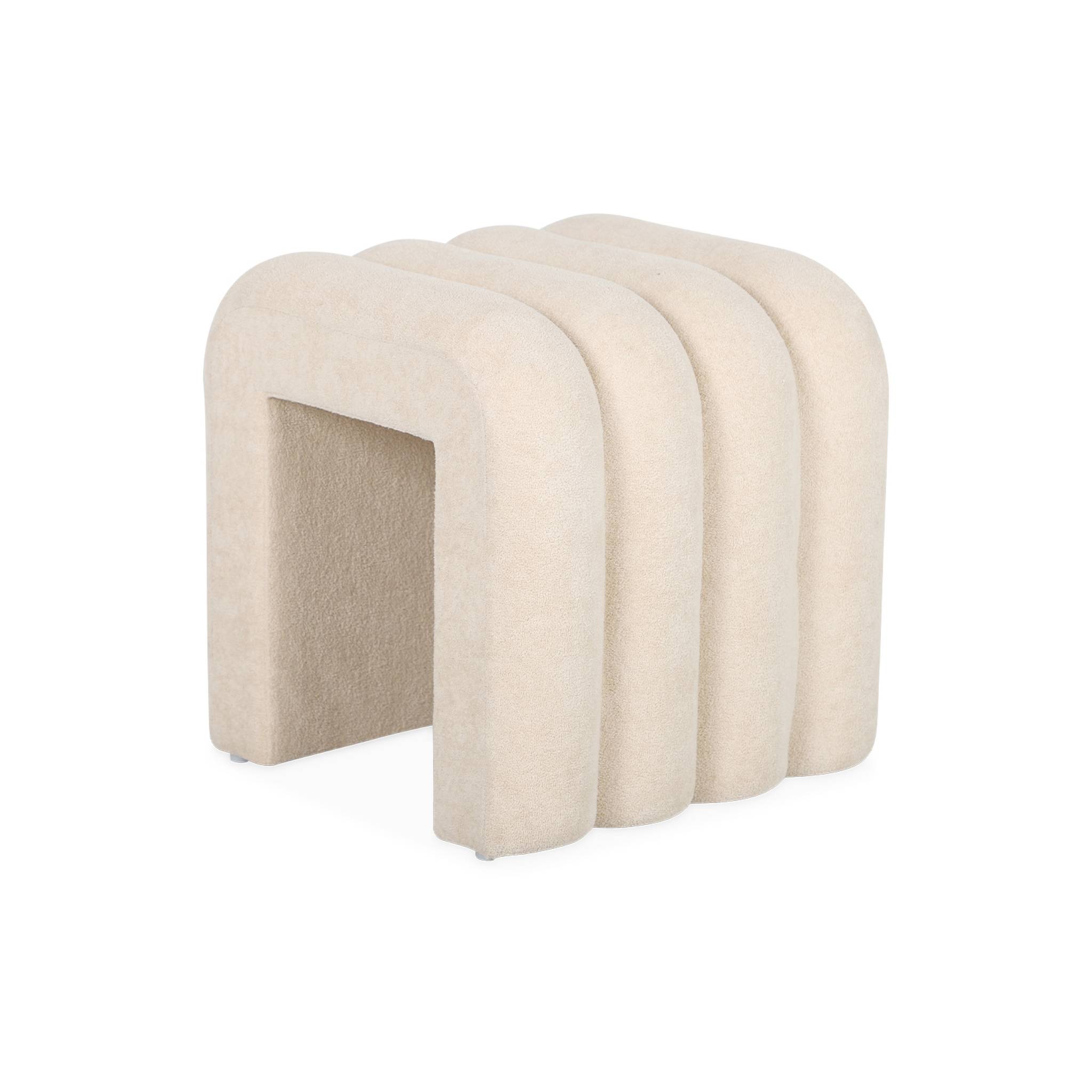 Set de 2 poufs contemporains en tissu beige