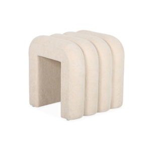 Set de 2 poufs contemporains en tissu beige