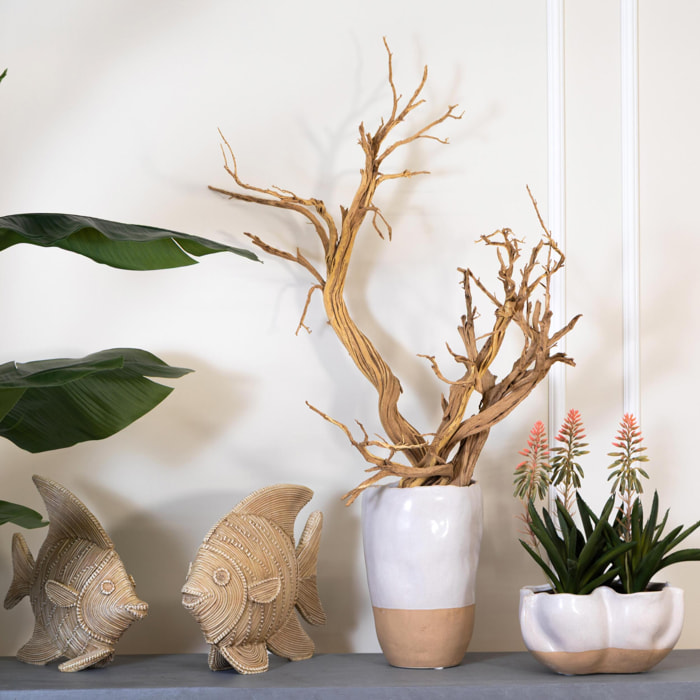 Vaso Per 3 Piante - Pezzi 1 - Colore: Beige Bicolore - 24xH13,5x23,5cm - Bianchi Dino -