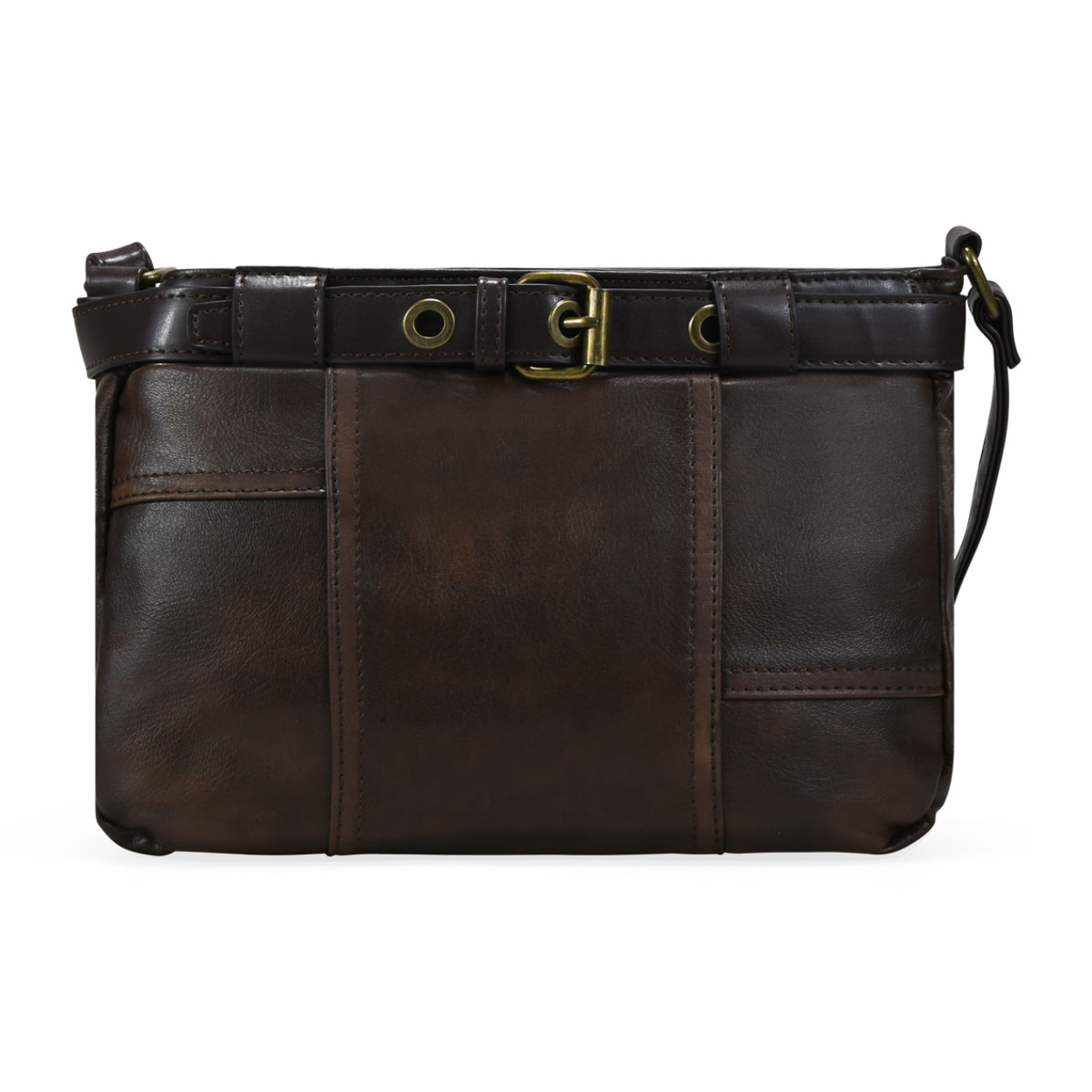 Bolso bandolera marrón vintage con cinturón