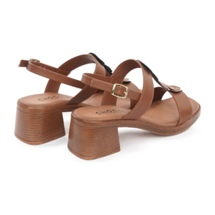 SANDALO TACCO SHAPES CUOIO