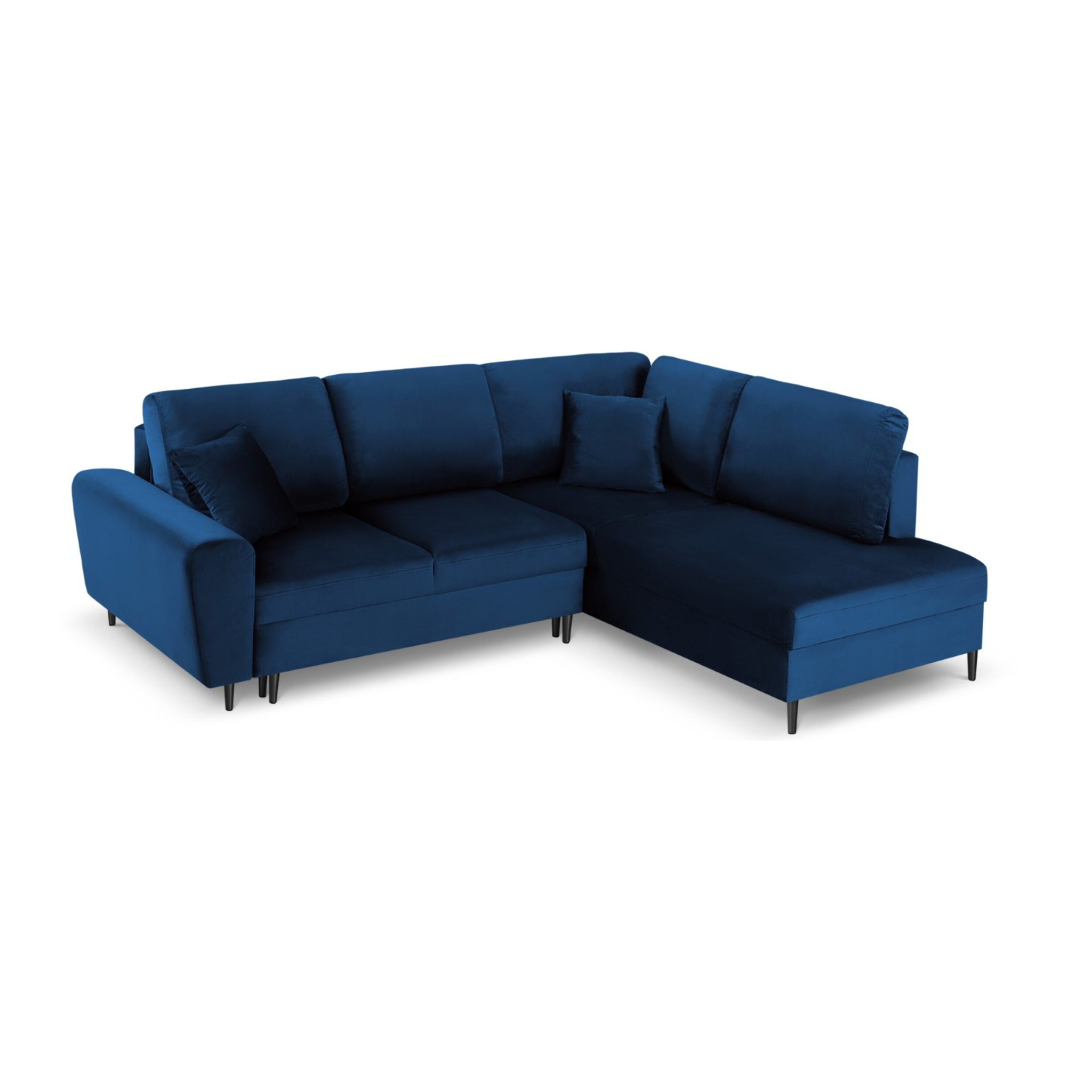 Canapé d'angle droit convertible avec coffre de rangement "Kyoto" 5 places en velours bleu roi