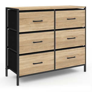 Commode Iris 6 tiroirs en bois et tissu