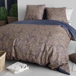 Parure housse de couette imprimé 100% coton - ninon - bleu