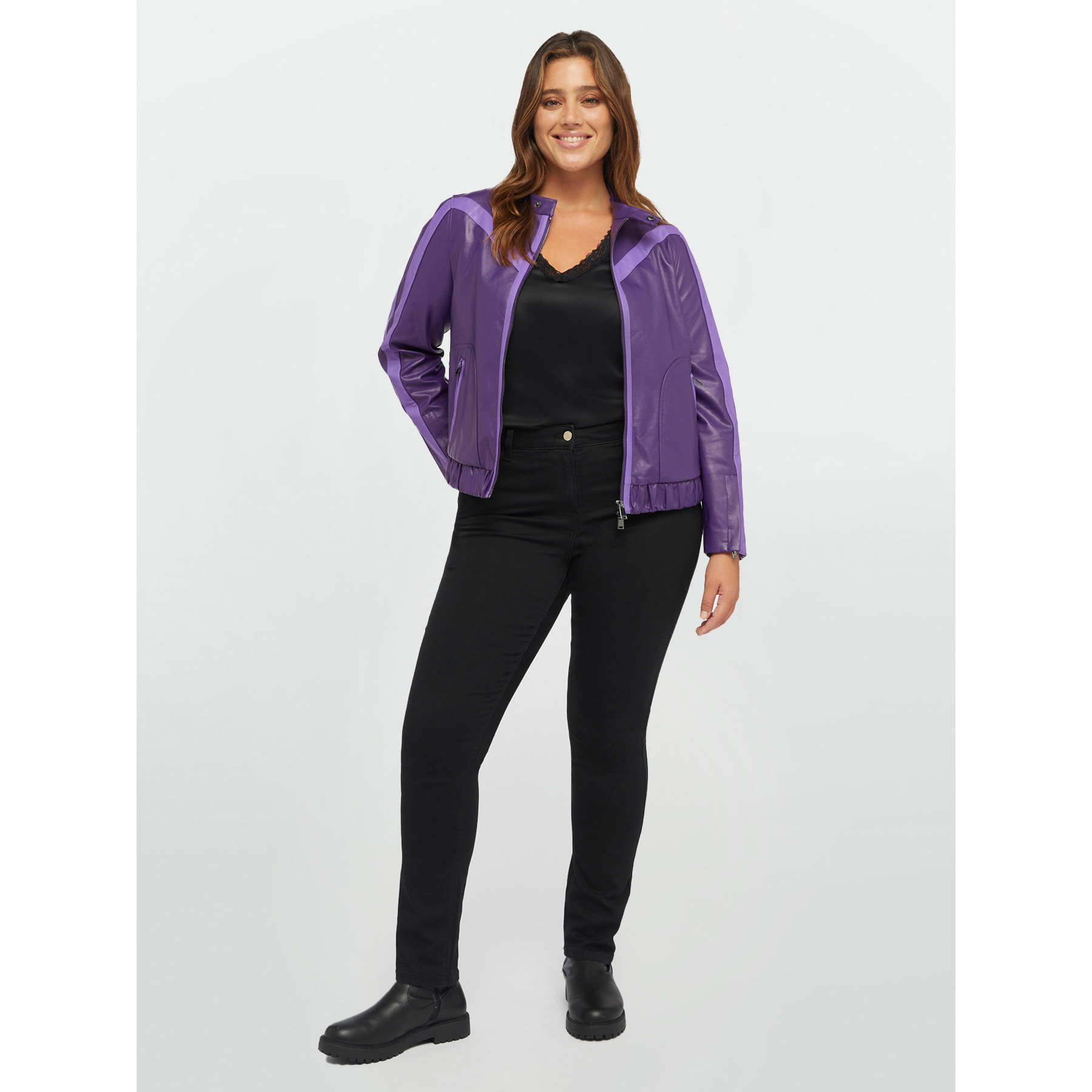 Fiorella Rubino - Chaqueta biker de dos colores - Violeta