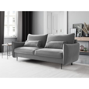 Canapé convertible avec coffre de rangement "Vermont" 3 places en velours gris clair