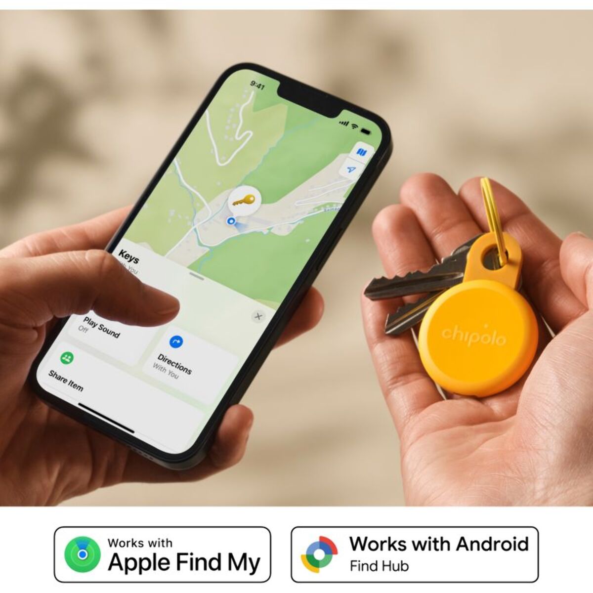 Tracker GPS CHIPOLO Loop rechargeable USBC jaune miel