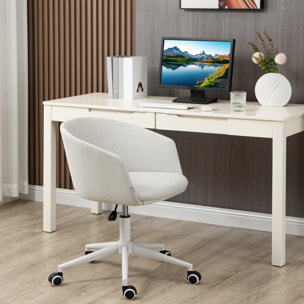 Silla de Oficina Giratoria Tejido de Lino Silla de Escritorio Ergonómica Altura Ajustable con Reposabrazos y Asiento Acolchado Carga 120 kg para Salón Dormitorio 56x56x72-82 cm Gris