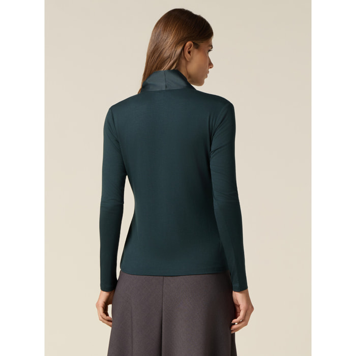 Oltre - T-shirt con fusciacca in raso - Verde