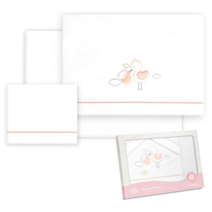 Triptico Coche Cigueña Oso Bco/Rosa