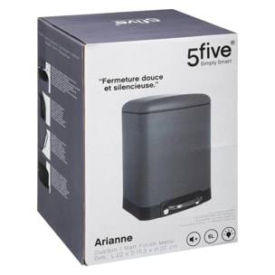 Poubelle à pédale métal 6L "Ariane" gris anthracite