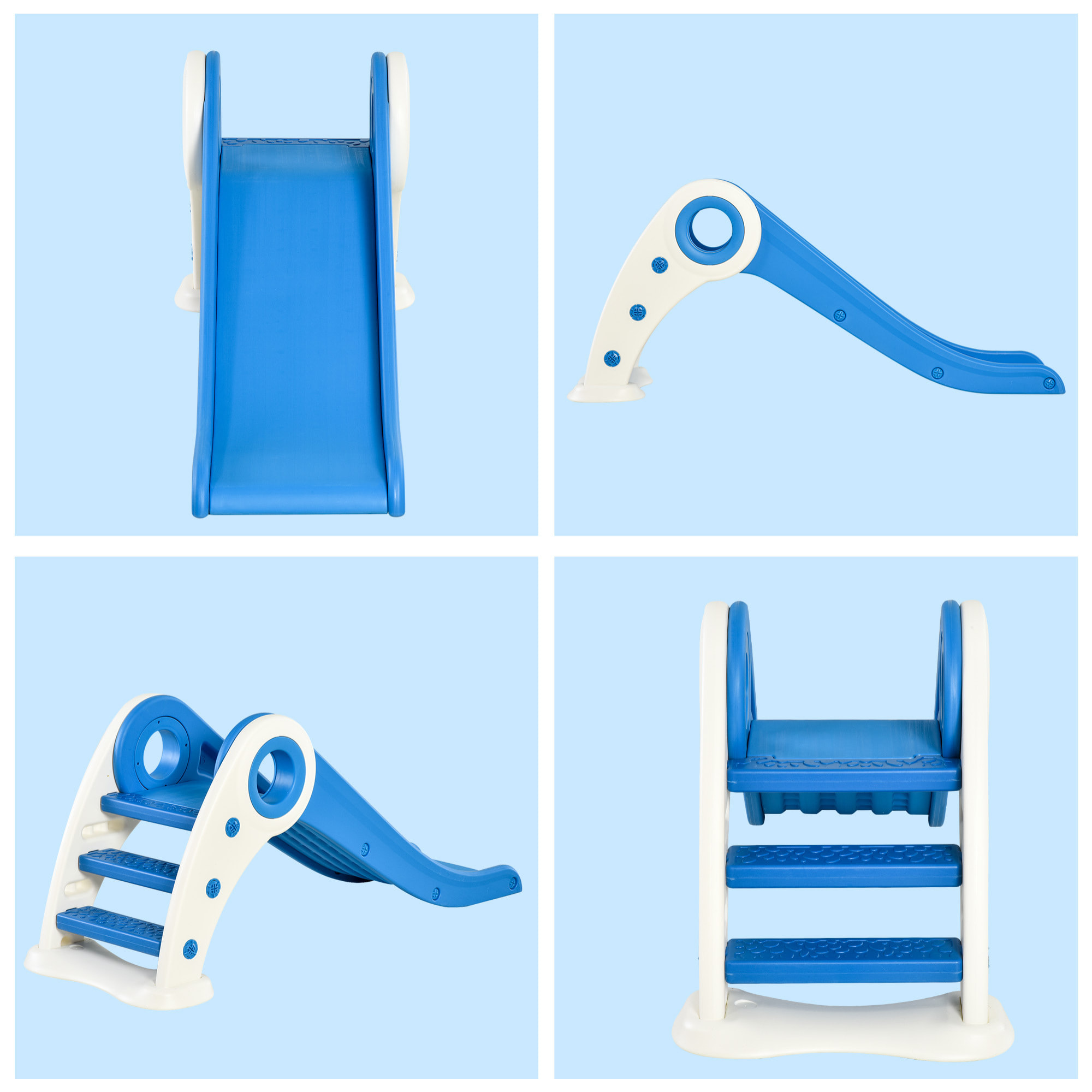 Toboggan enfant pliable 3 à 6 ans usage intérieur extérieur dim. 120L x 50l x 56H cm HDPE bleu