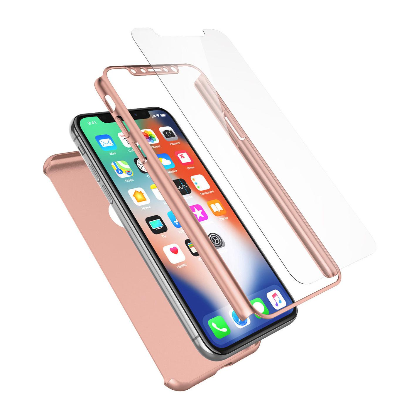 Carcasa full cover y cristal templado para iPhone X