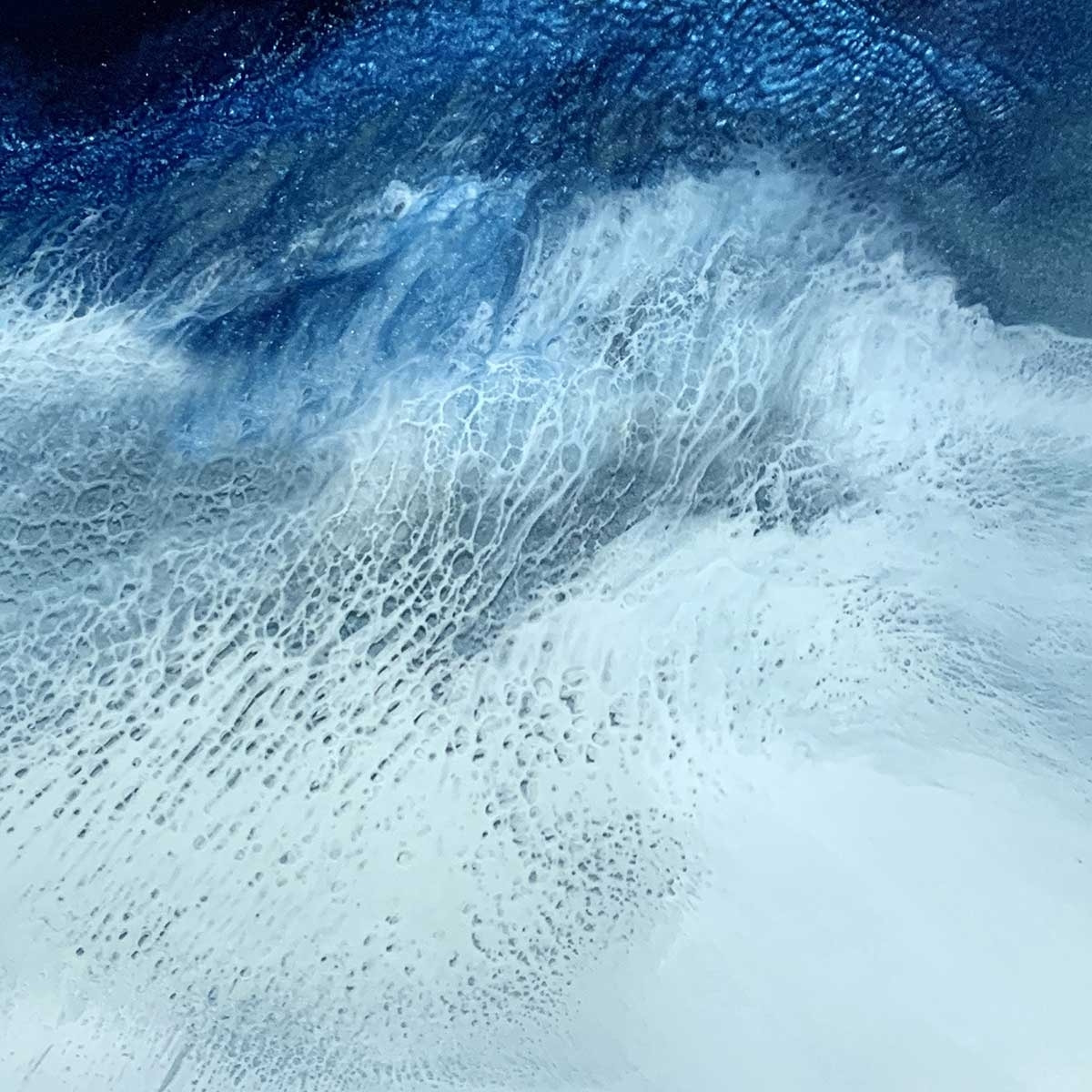 Poster bleu rivage Affiche + cadre en bois - Chêne