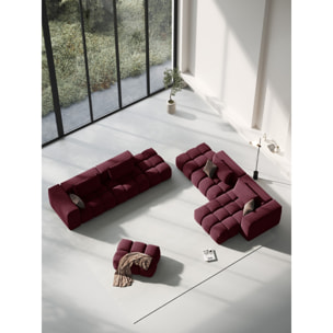 Canapé d'angle droit modulable "Lorella" 4 places en tissu structurel bordeaux