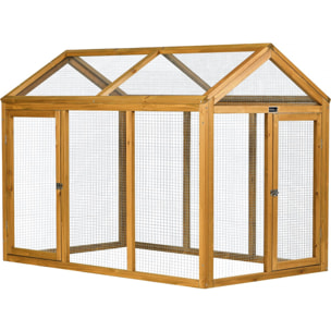 Enclos extension en bois pour poulailler "Coco" - 6 poules - Marron