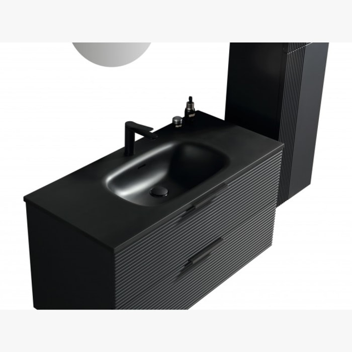 Meuble simple vasque 100 cm noir Aqualinea