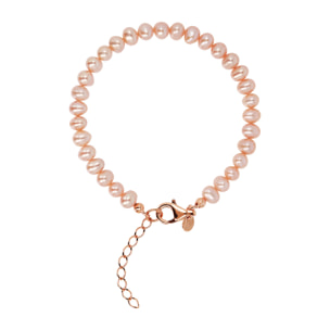 Bracciale Tennis di Perle a Chicco d'Acqua Dolce Multicolor Ø 5/5.5 mm in Argento 925 placcato Oro rosa 18Kt