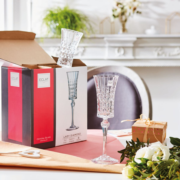 4 copas de champán 15 cl Lady Diamond - Cristal d'Arques