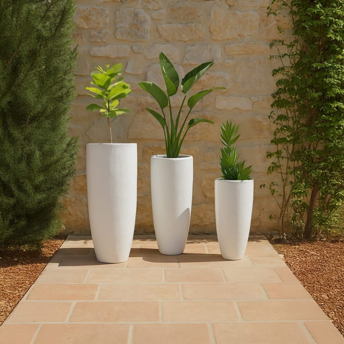 Vaso decorativo per interni bianco lucido 40x102 cm - Tropicana