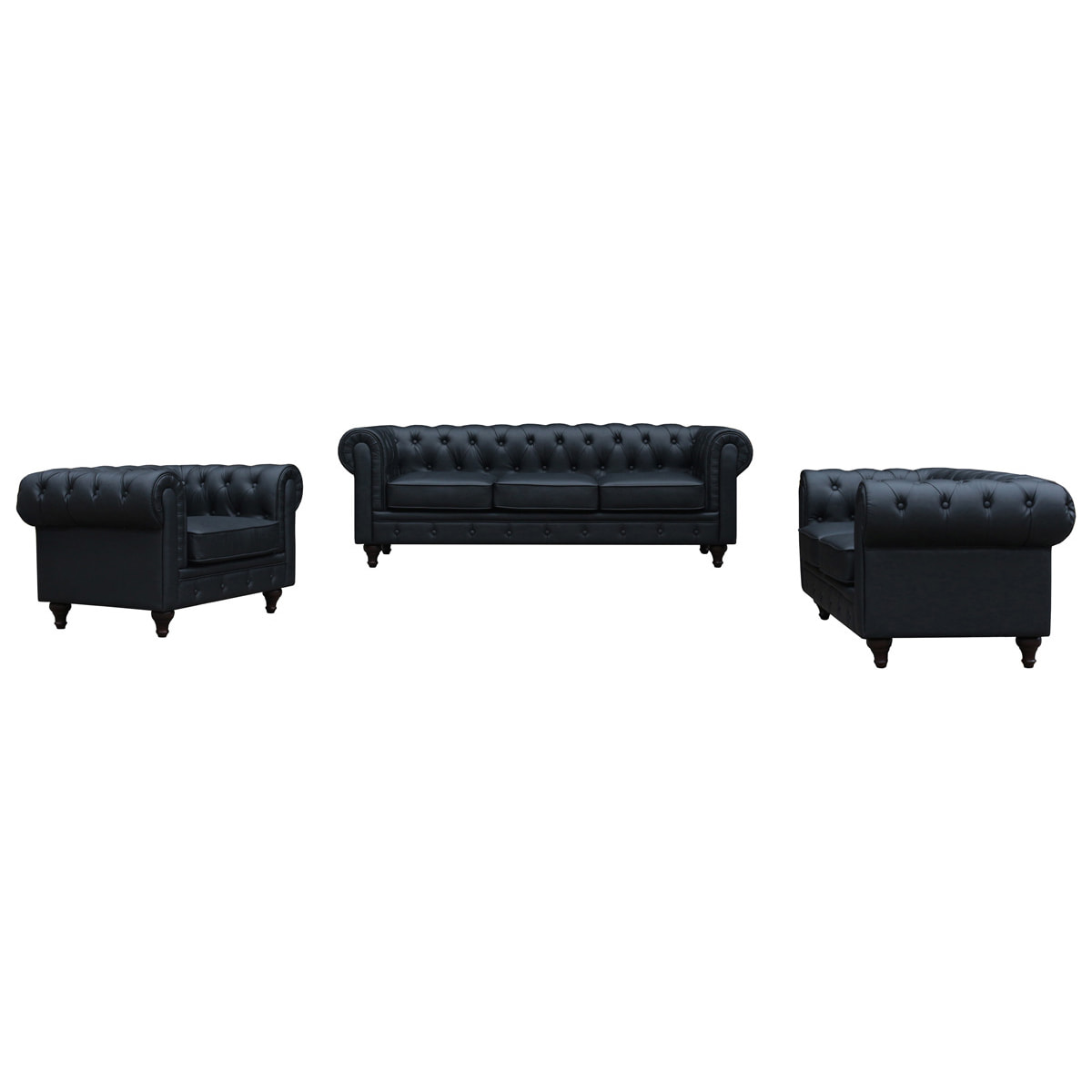 Canapé fixe Chesterfield "Aliza" - 157 x 82 x 70 cm - 2 places - Noir