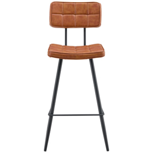 Lot de 2 tabourets de bar en simili cognac FERNAND