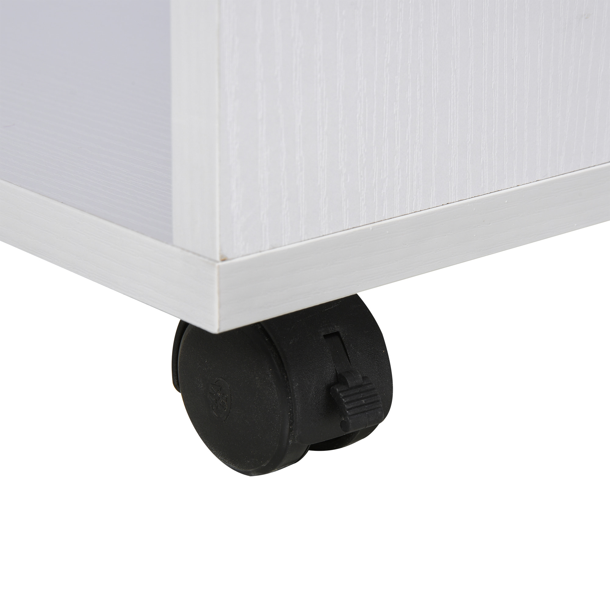 HOMCOM Support d'imprimante organiseur bureau caisson 3 tiroirs + 2 niches + grand plateau panneaux particules blanc