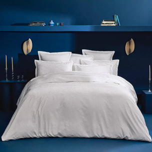 Housse de couette satin de coton motif jacquard blanc Alexandria diamant