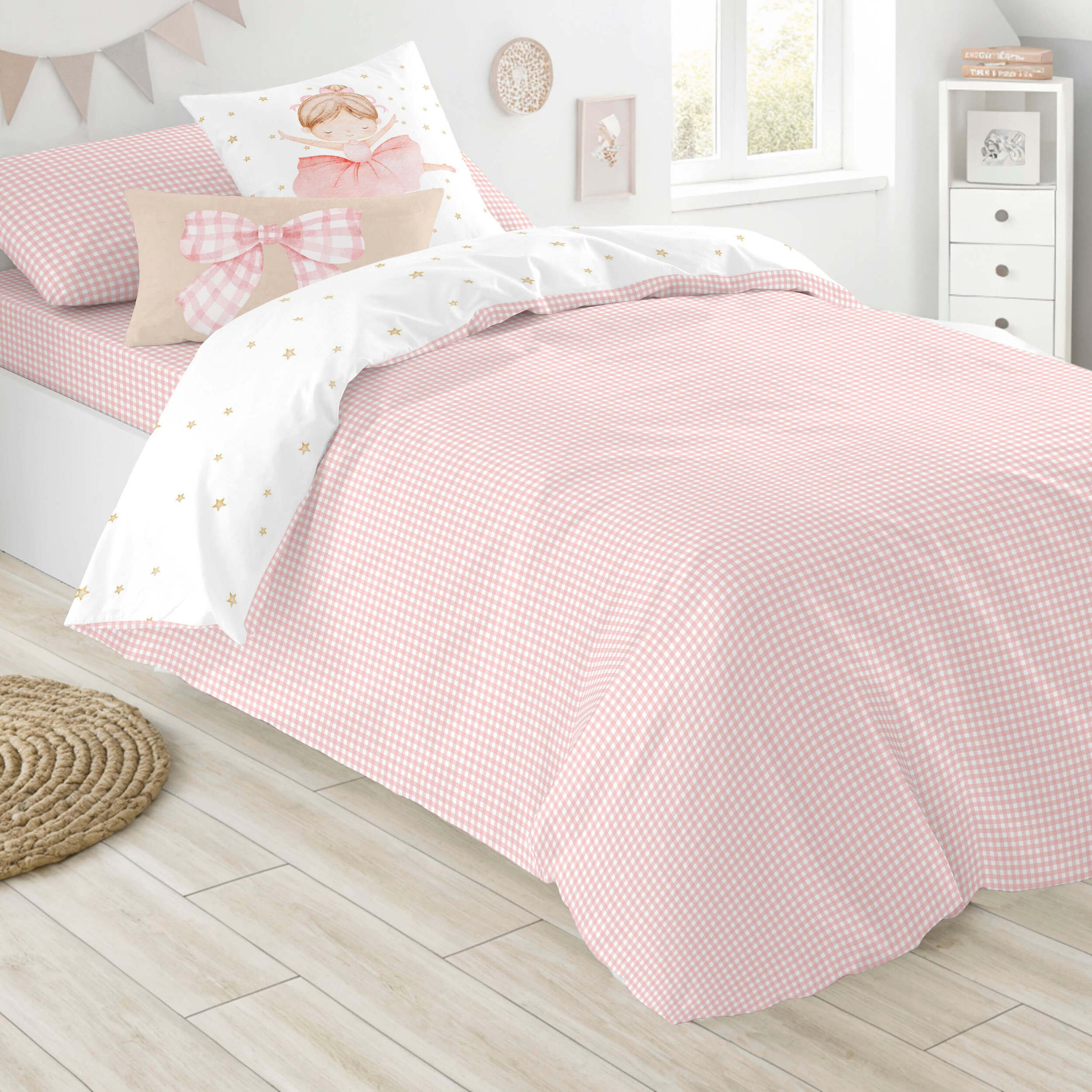 Cool Kids - Funda Nórdica Estampada - Reversible - Infantil - Cierre Solapa - 100% Algodón - Incluye 1 Funda de Almohada - Ballet