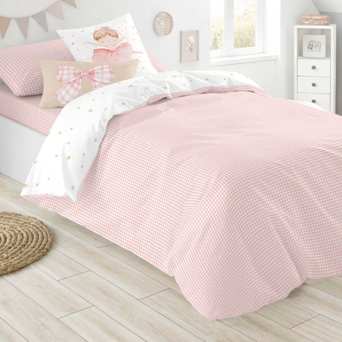 Cool Kids - Funda Nórdica Estampada - Reversible - Infantil - Cierre Solapa - 100% Algodón - Incluye 1 Funda de Almohada - Ballet