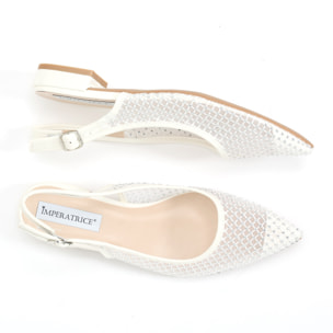Ballerine slingback con tomaia semitrasparente ricoperta di strass