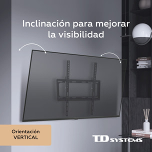 Soporte de TV pared inclinable de bajo perfil para pantallas de 20 a 40 pulgadas. VESA máximo de 400 x 400 mm - TD Systems P30X25T44