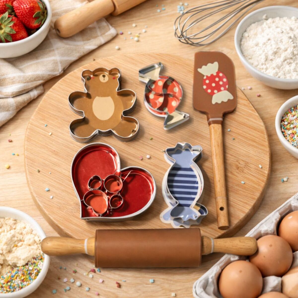 Lot de 6 accessoires forme Ours, Happy Cake
