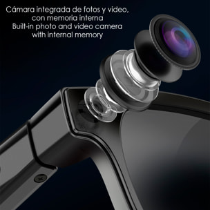 Gafas inteligentes AIMB-G2. Con cámara de 8 MPX, traductor Ai en tiempo real, asistente de voz, control de música y llamadas. Con 3 tipos de lentes.