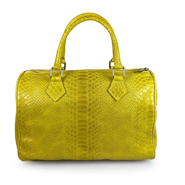 Borse Donna colore Giallo-in pelle Made in Italy 30 X 22 X 17cm