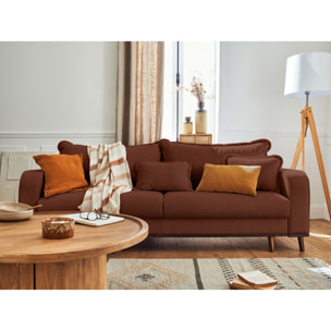 Albane - canapé 3 places - convertible avec coffre - en velours côtelé - Rouille