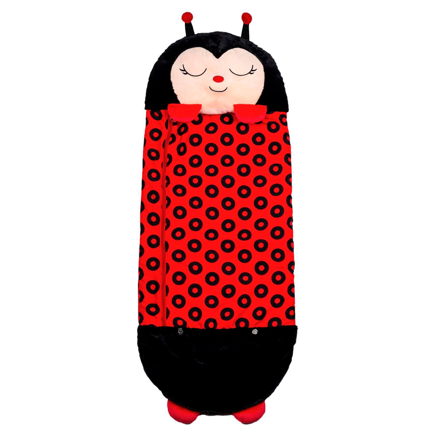 DAM Saco de dormir convertible en almohada, para niños, Mariquita. Tacto peluche. Pequeño / S: 128x45cm. 135x50x40 Cm. Color: Rojo