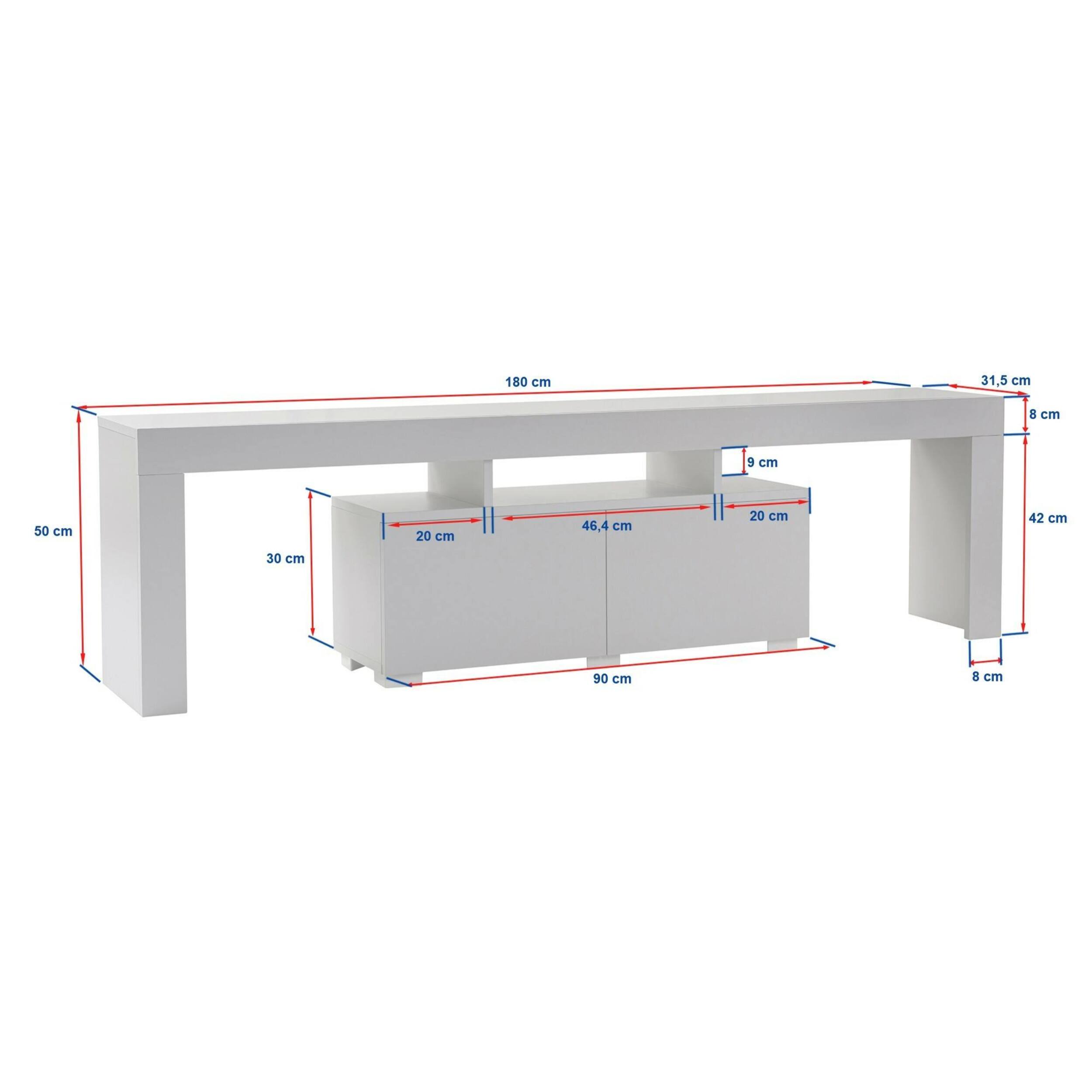 Mobile porta TV Andarna, Credenza da soggiorno, Armadio basso per TV, Base parete attrezzata, 180x31 h50 cm, Pino